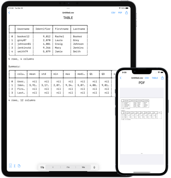 CSV - Mobile